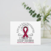 Multiple Myeloma cancer awareness burgundy ribbon ポストカード (スタンド正面)