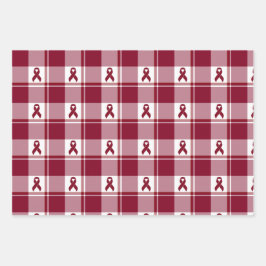 Multiple Myeloma Cancer Awareness Plaid ラッピングペーパーシート