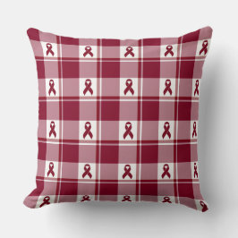 Multiple Myeloma Cancer Awareness Plaid Burgundy クッション