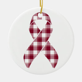 Multiple Myeloma Cancer Awareness Plaid Burgundy  セラミックオーナメント