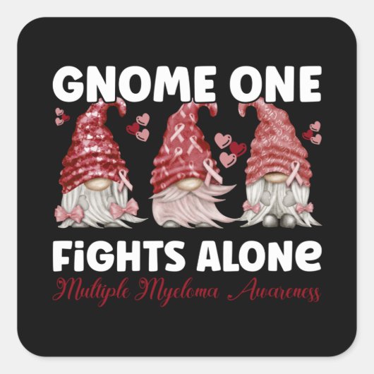 Multiple Myeloma Cancer Burgundy Ribbon Gnome スクエアシール (正面)