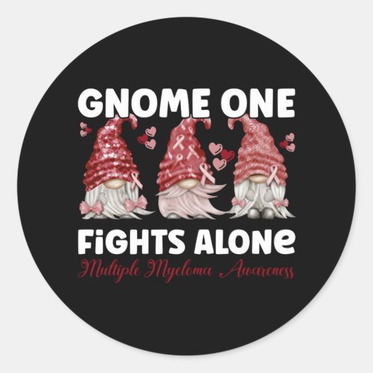 Multiple Myeloma Cancer Burgundy Ribbon Gnome ラウンドシール (正面)