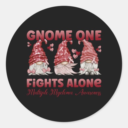 Multiple Myeloma Cancer Burgundy Ribbon Gnome ラウンドシール (正面)