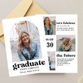 Multiple Photo Graduation Card, Minimalist Senior  招待状