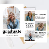 Multiple Photo Graduation Card, Minimalist Senior  招待状