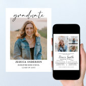  Multiple Photo Graduation Card, Minimalist Senior 招待状