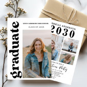  Multiple Photo Graduation Card, Minimalist Senior 招待状