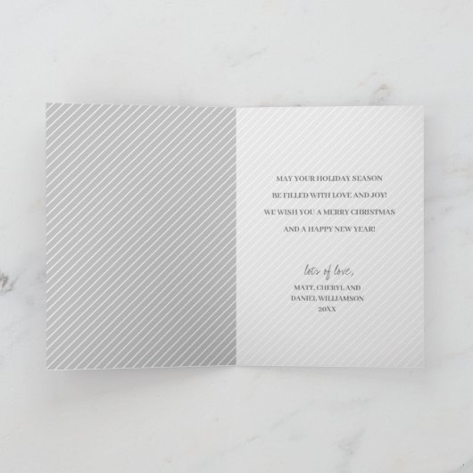Multiple Photo Merry Christmas Grey Folded シーズンカード (内部)