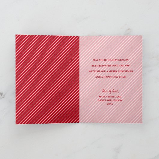 Multiple Photo Merry Christmas Red Folded シーズンカード (内部)