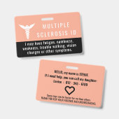 Multiple Sclerosis Awareness ID patience pvc badge バッジ (正面＆裏面)