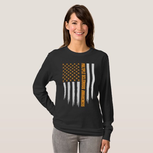 Multiple Sclerosis Awareness Month Orange Ribbon a Tシャツ (正面フル)