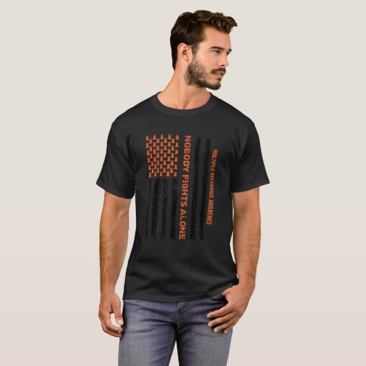 Multiple Sclerosis Awareness Ms American Flag Tシャツ (正面フル)