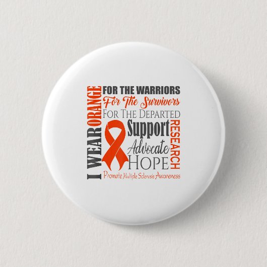 Multiple Sclerosis Awareness _ Ms Orange Ribbon Su 缶バッジ (正面)