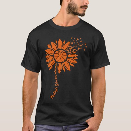 Multiple Sclerosis Awareness Orange Sunflower MS W Tシャツ (正面)