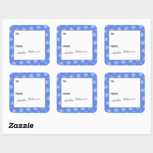 Multiple Snowflakes Christmas Gift Label スクエアシール (シート)
