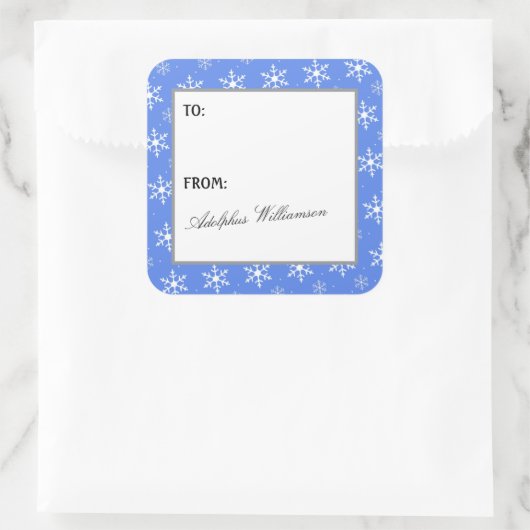 Multiple Snowflakes Christmas Gift Label スクエアシール (バッグ)