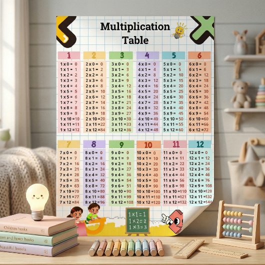 Multiplication Table 1–12 Kids Room & Classroom Le ポスター