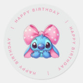 Multipurpose circles Canva Stitch pink ラウンドシール (正面)