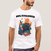 Multitasker Cat - Funny Lazy Gaming Cat Tシャツ (正面)