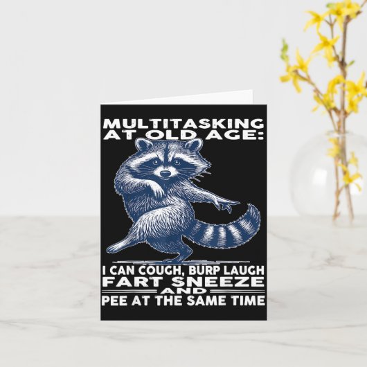 Multitasking At Old Age I Can Cough Burp Laugh Far カード (黄色い花)