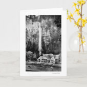 Multnomahの滝およびロッジの写真 カード (黄色い花)