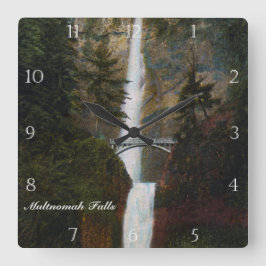 Multnomahはカスタムオレゴンの下ります スクエア壁時計