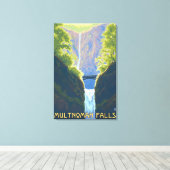 Multnomah滝、OregonMaiden of the滝 キャンバスプリント (インサイチュ (ウッドフロア))