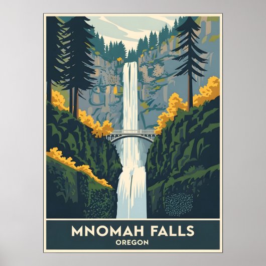 Multnomah Falls Oregon ポスター (正面)