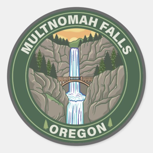Multnomah Falls Oregon ラウンドシール (正面)