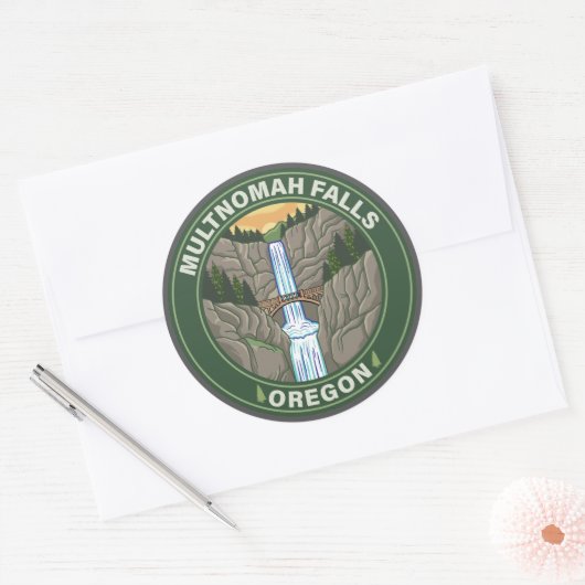 Multnomah Falls Oregon ラウンドシール (封筒)
