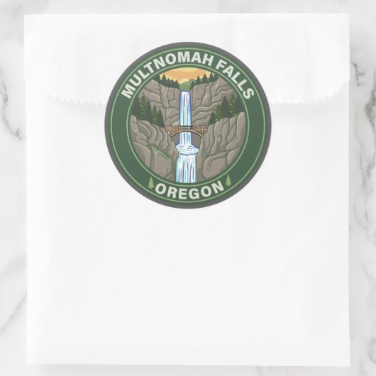 Multnomah Falls Oregon ラウンドシール (バッグ)