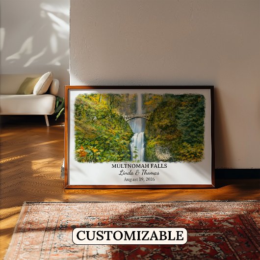 Multnomah Falls Oregon Poster, Watercolor, Custom ポスター