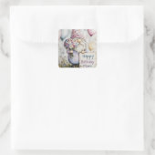 Mumのかわいい格言誕生日デザイン スクエアシール (バッグ)