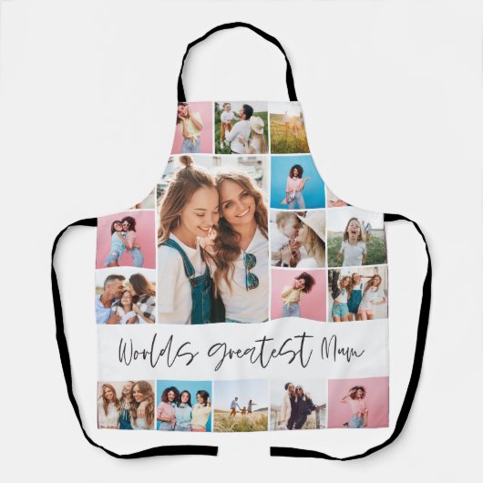 Mumフォトコラージュモダンタイポグラフィシンプルスタイリッシュ エプロン (正面)