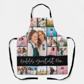 Mumフォトコラージュモダンタイポグラフィシンプルブラック エプロン (正面)