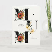 MUMボホフラワーズブラックハッピーマザーズデイ カード (正面)