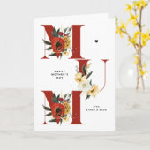 MUMボホフラワーズレッドハッピーマザーズデイ カード (黄色い花)