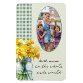 Mum最高の Photo Green GinghamとDaffodils in Jar マグネット (縦)