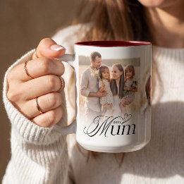 Mum フォトコラージュ ハッピーバースデー記念ギフト2点 ツートーンマグカップ
