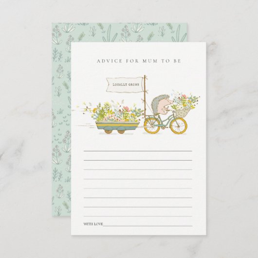Mum Baby Shower用の地元で栽培されたハリネズミアドバイス エンクロージャーカード (正面/裏面)