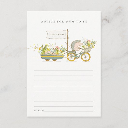 Mum Baby Shower用の地元で栽培されたハリネズミアドバイス エンクロージャーカード (正面)