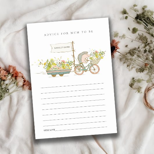 Mum Baby Shower用の地元で栽培されたハリネズミアドバイス エンクロージャーカード