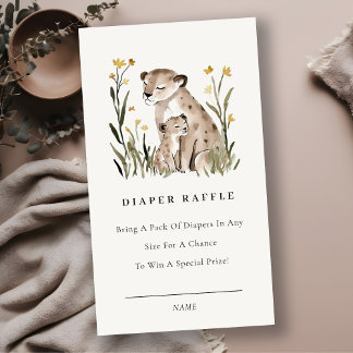 Mum Baby Tiger Foliage Diaper Raffle Baby Shower エンクロージャーカード