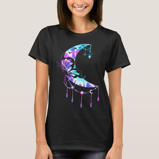 Mum Crescent Moon Butterfly Mandala Tシャツ (正面)