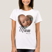 Mum Established Script ハート 写真 ホワイト Tシャツ (正面)