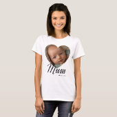 Mum Established Script ハート 写真 ホワイト Tシャツ (正面フル)