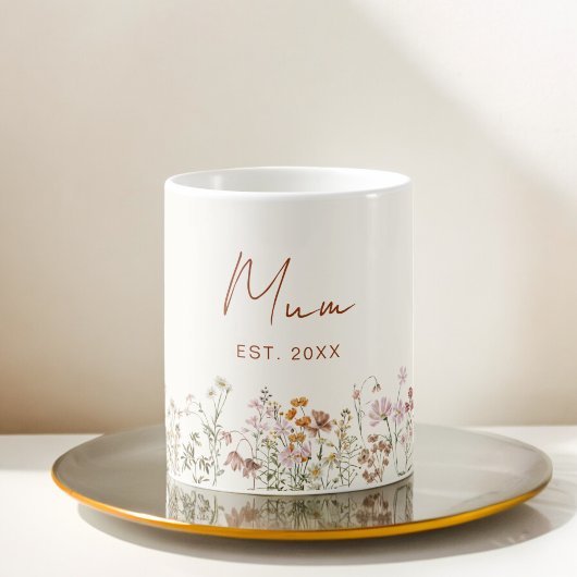 Mum Established Wildflower Terracotta Baby Shower コーヒーマグカップ