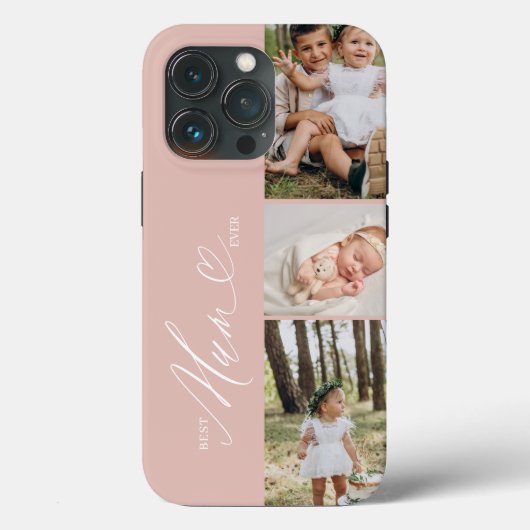 Mum Ever最高の Script Mother's Day 3 Photo Collage Case-Mate iPhoneケース (裏面)