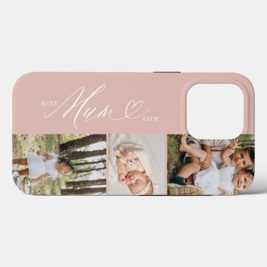 Mum Ever最高の Script Mother's Day 3 Photo Collage Case-Mate iPhoneケース (裏面 (横))