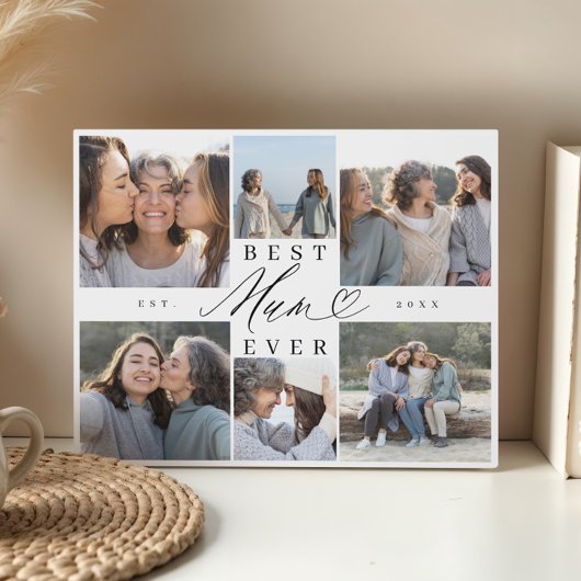 Mum Ever 最高の Mumスクリプトハートフォトコラージュ フォトプラーク